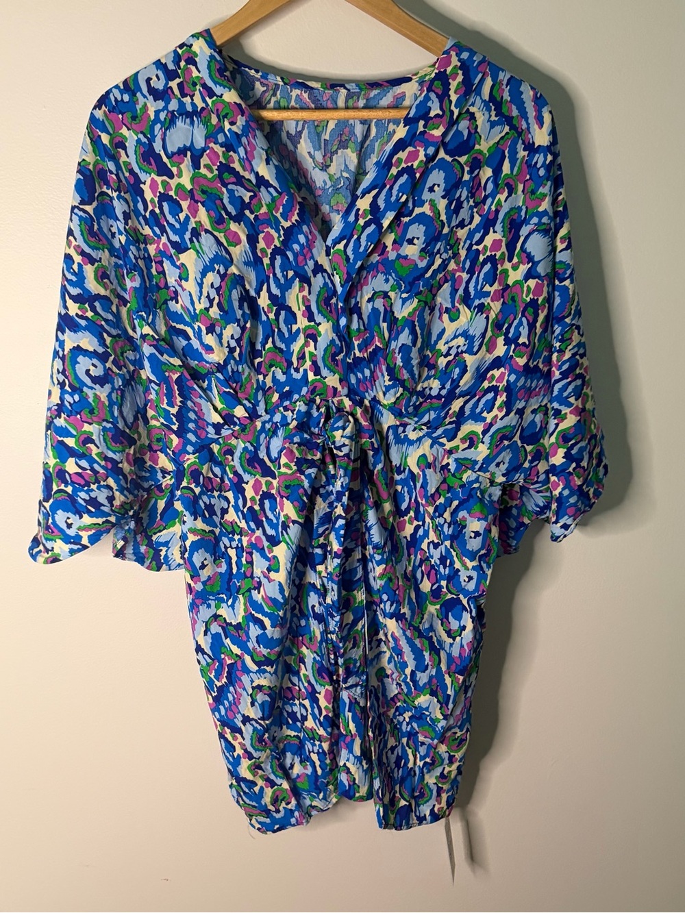 Cupshe Abstract Tropical Print Cover Up Dress Tunic XL Blue Pink Green NWT